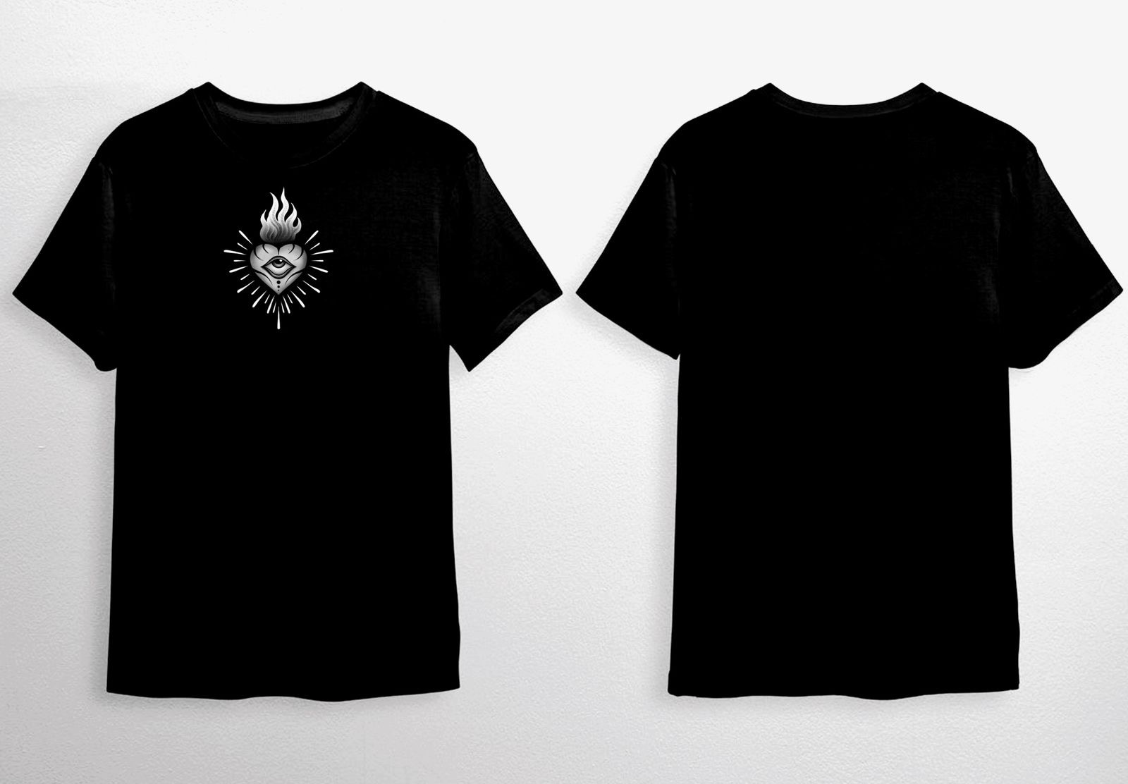 Sacred heart with eye tee in black by Angel