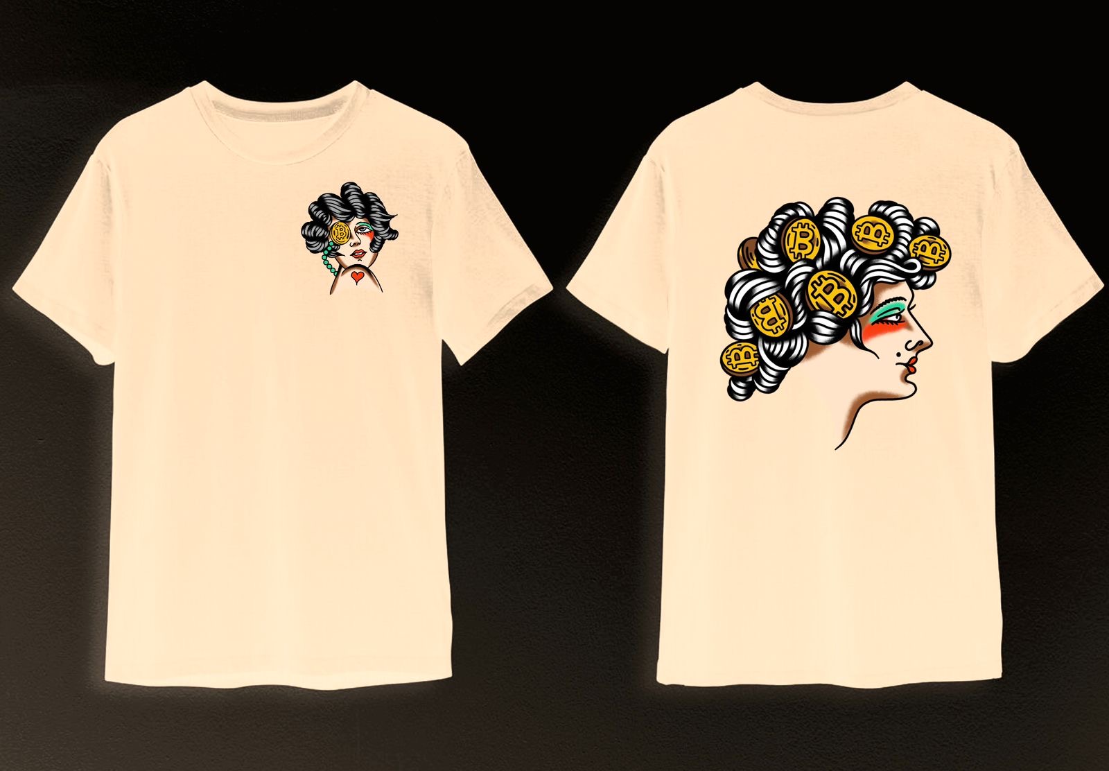 Bitcoin lady tattoo lady tee in cream by Chino
